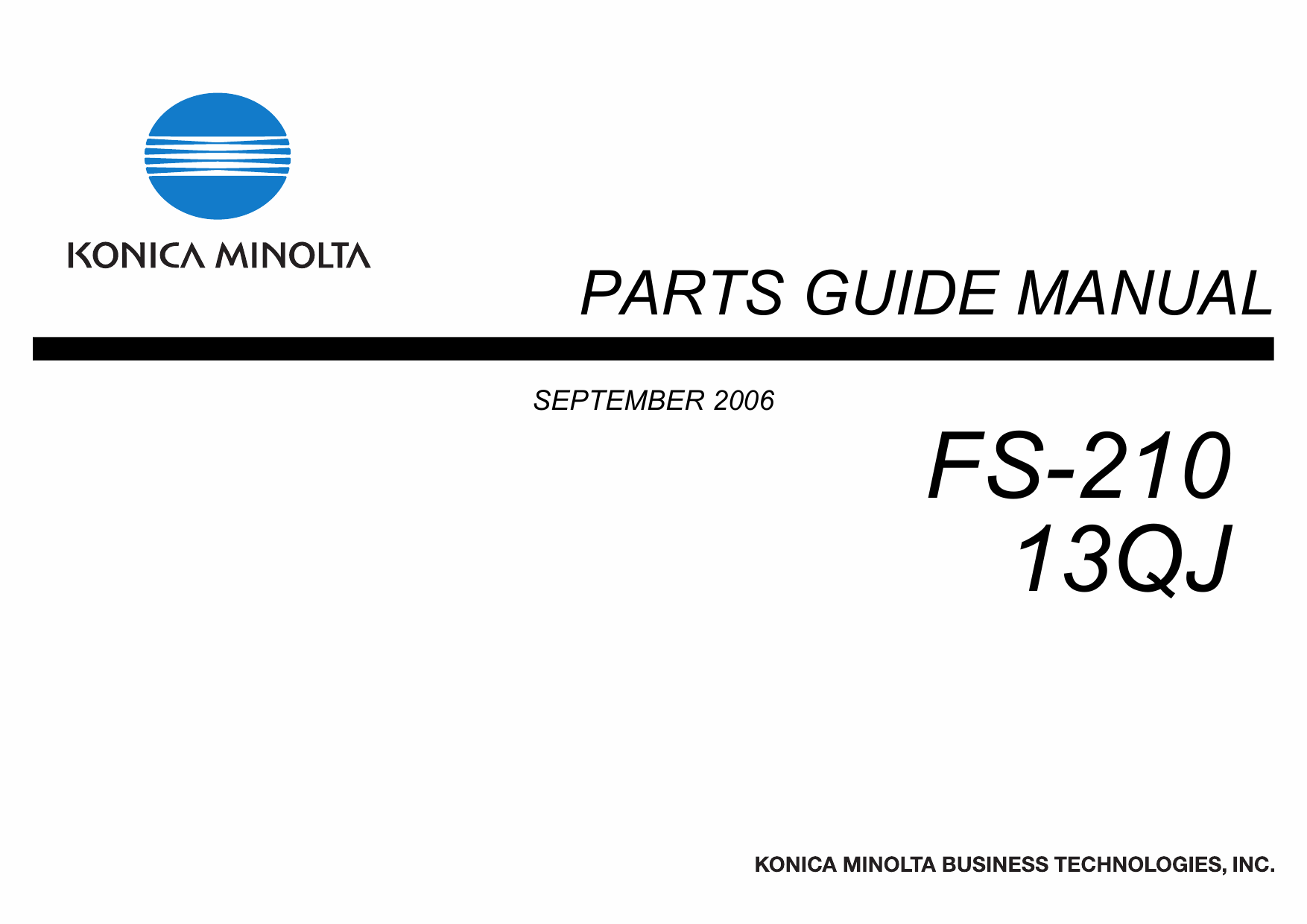 Konica-Minolta Options FS-210 13QJ Parts Manual-1
